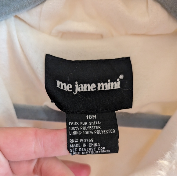 ME JANE MINI baby girl super fuzzy bear ears hooded plush cream jacket - Picture 2 of 11